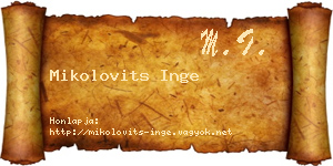 Mikolovits Inge névjegykártya
